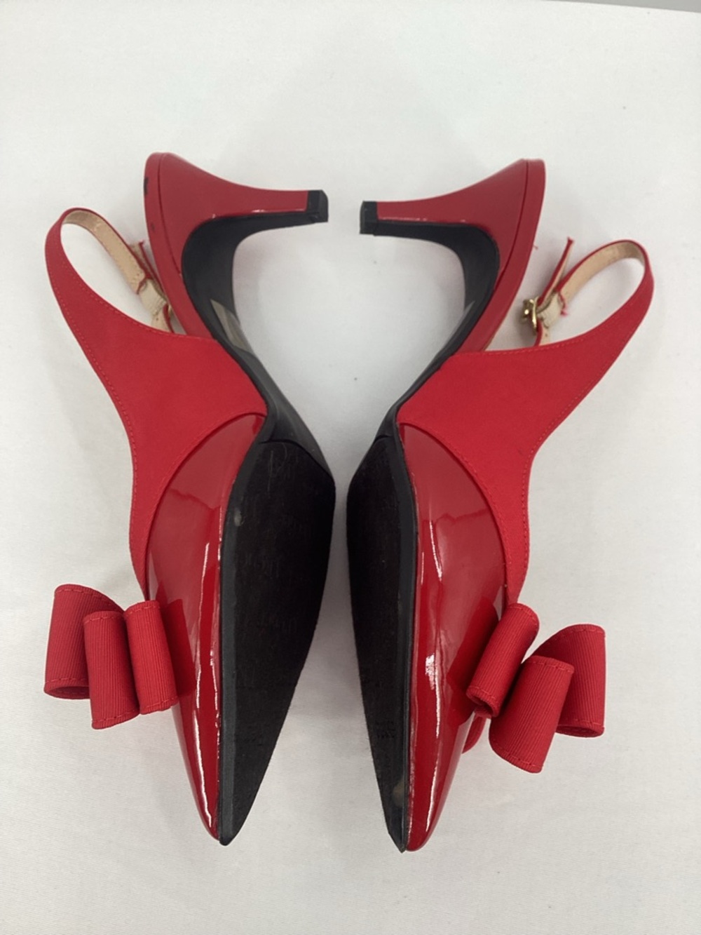 J.Renee Red Patent Pointed-Toe Slingback Pumps with Bow Accent - Picture 6 of 10